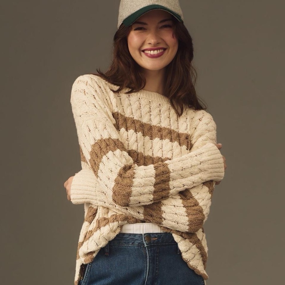 NWT Anthropologie Pilcro Longline Stitch Cable-Knit Sweater XS